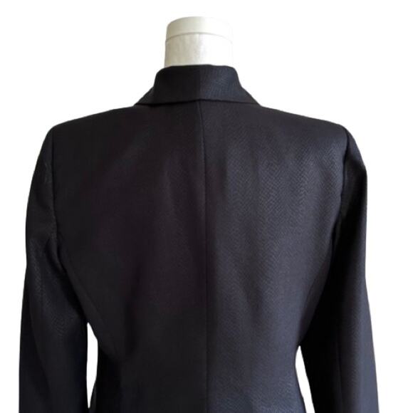 Kasper Blazer Black Monochromatic Long Sleeve Tailored Jacket Size 8 Petite - Picture 6 of 13